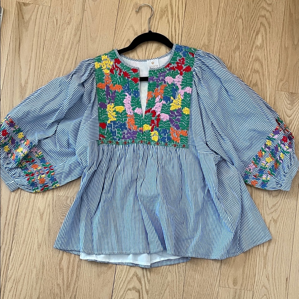 J. Marie embroidered Tristan top